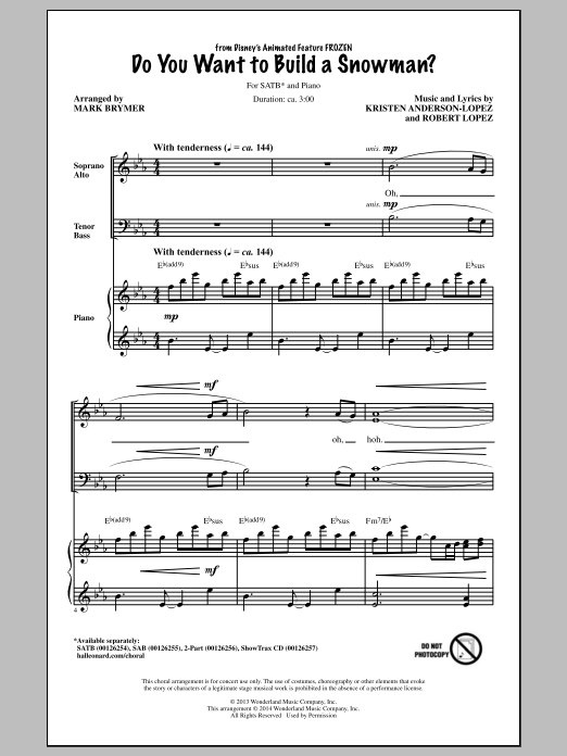 Produktbild zu: Do You Want To Build A Snowman? (from Frozen) (arr. Mark Brymer)