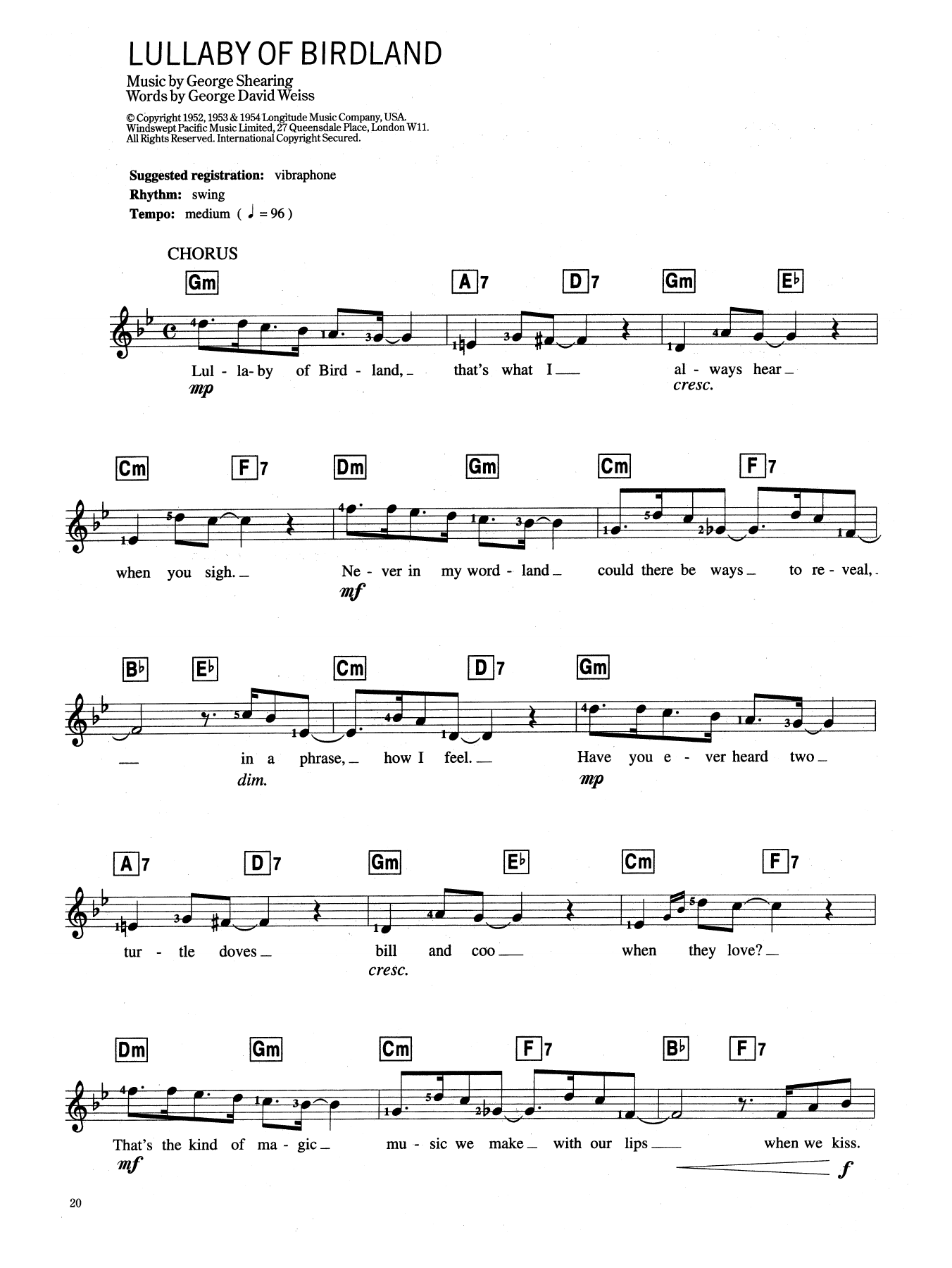 Produktgalerie: Seite 1 von 1 Lullaby Of Birdland, George Shearing, Melodieinstrument