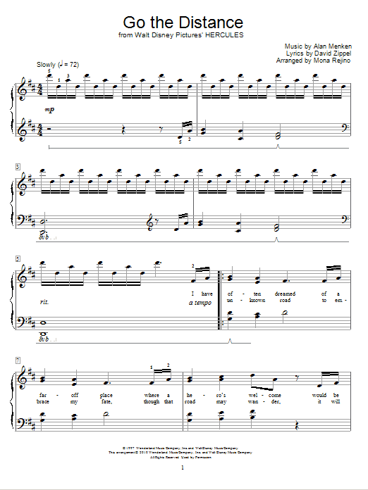 Product picture to: Go The Distance (from Hercules) (arr. Mona Rejino)