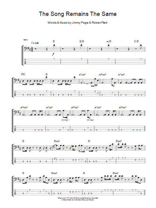 Produktgalerie: Seite 1 von 1 The Song Remains The Same, Led Zeppelin, E-Bass