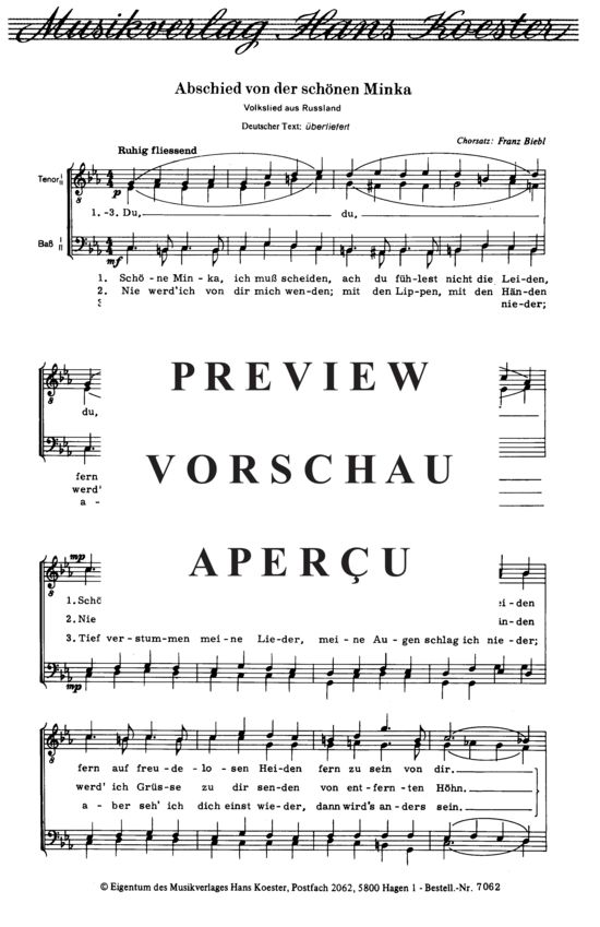 Product gallery: Page 2 of 3 Abschied von der schönen Minka , , (male choir)