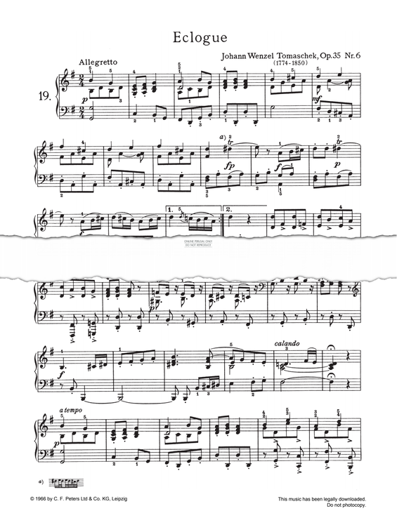 Produktgalerie: Seite 1 von 1 Eclogue, Johann Wenzel Tomaschek, Klavier