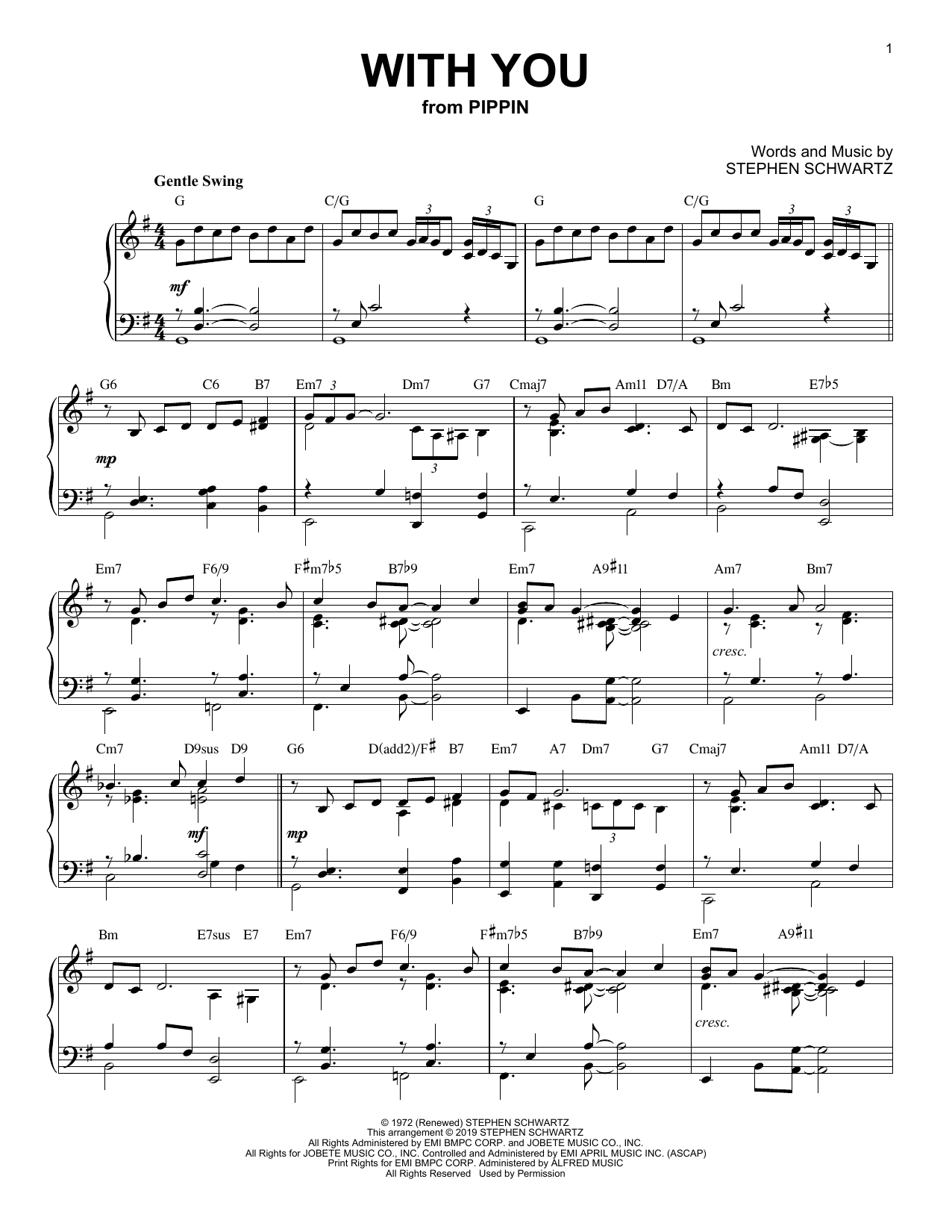 Product picture to: With You [Jazz version] (from Pippin)