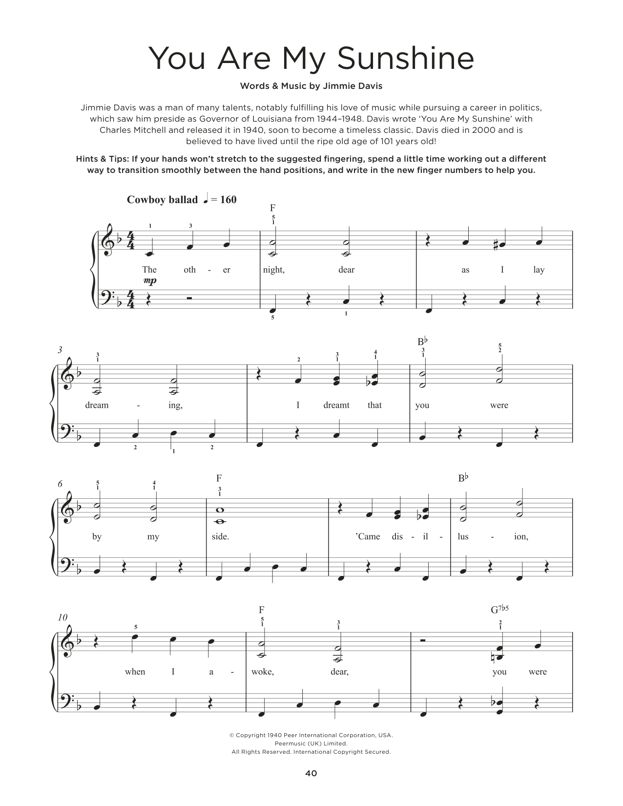 Produktgalerie: Seite 1 von 1 You Are My Sunshine, Jimmie Davis, Klavier