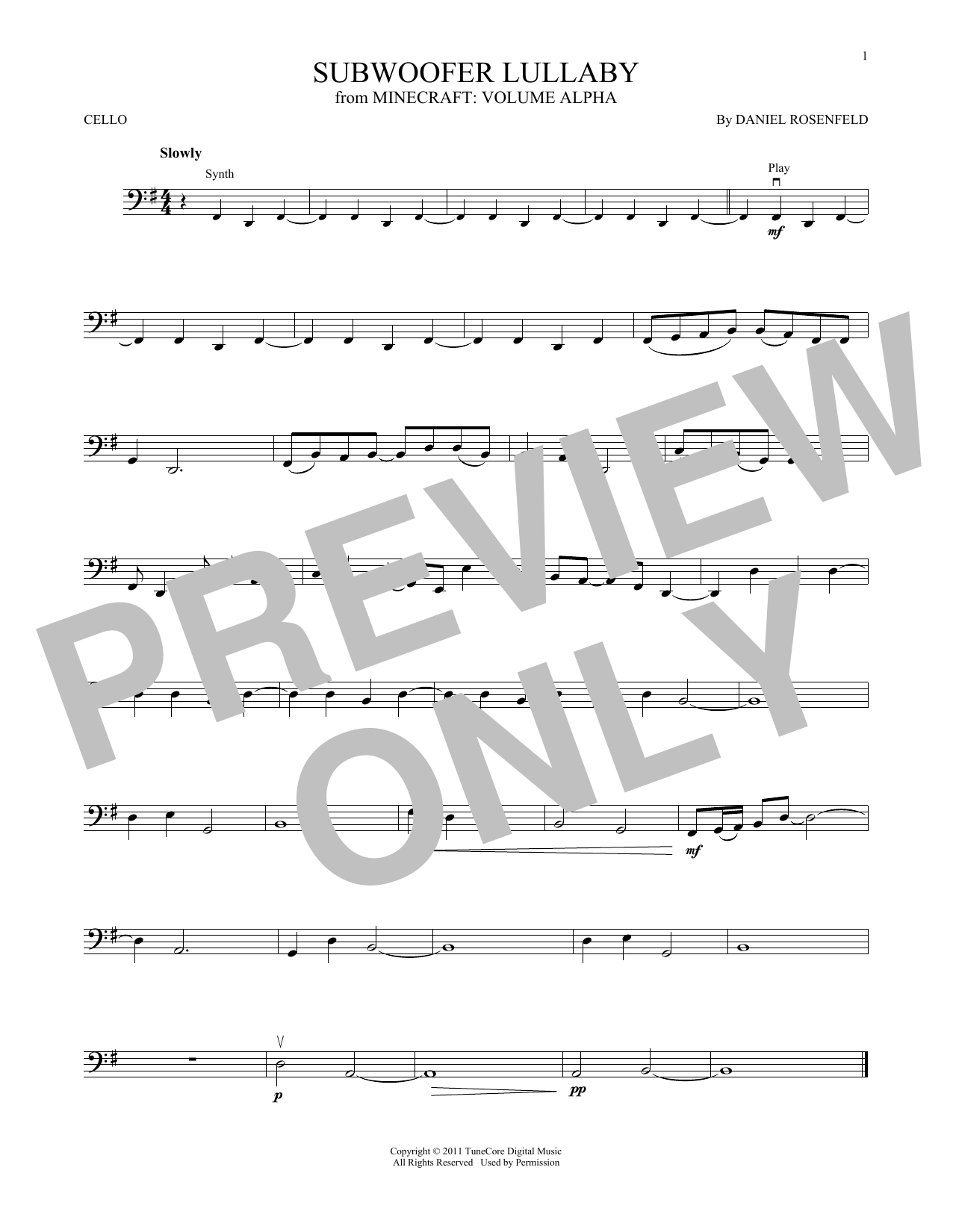 Produktgalerie: Seite 1 von 1 Subwoofer Lullaby (from Minecraft), C418, Violoncello