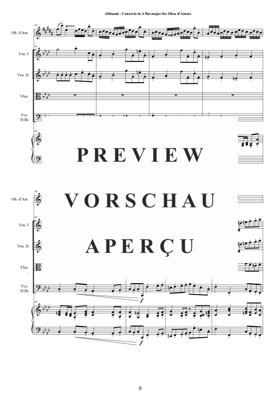 Product gallery: Page 10 of 11 Concerto in Ab-Dur Op.9, , Oboe D'Amore Solo, String Ensemble, and Harpsichord (Bc)