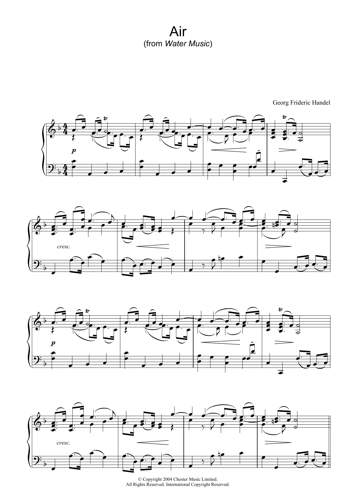 Product gallery: Page 1 of 1 Air (from The Water Music Suite), George Frideric Handel