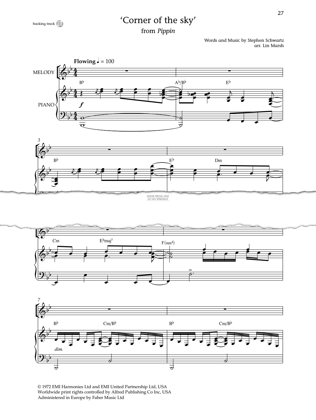 Produktbild zu: Corner Of The Sky (from 'Pippin')
