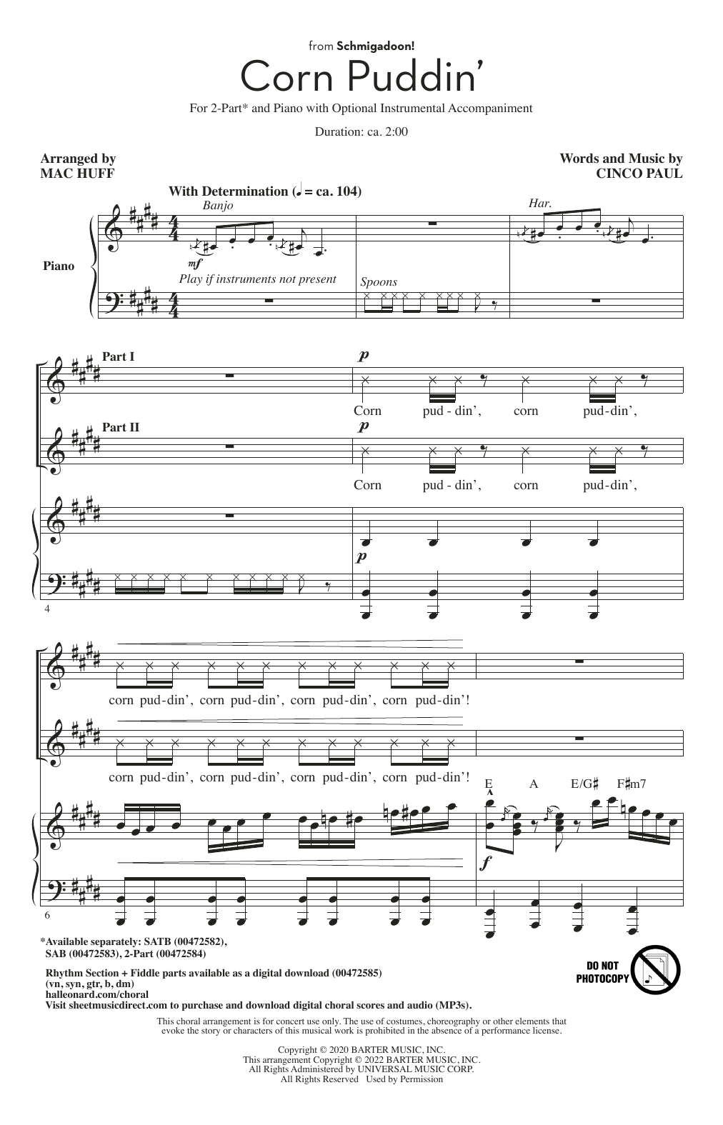 Produktbild zu: Corn Puddin' (from Schmigadoon!) (arr. Mac Huff)