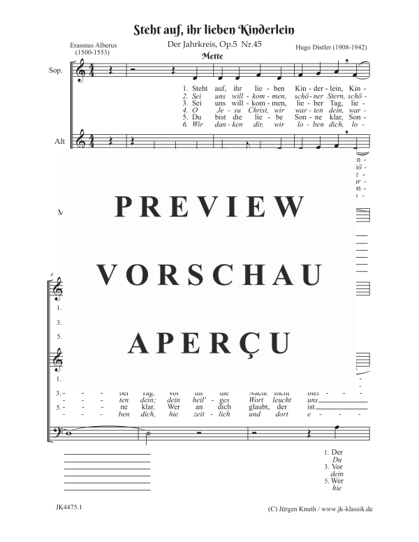 Produktgalerie: Seite 2 von 4 Steht auf, ihr lieben Kinderlein (Der Jahrkreis, Op.5, No. 45), , Gemischter Chor SAB