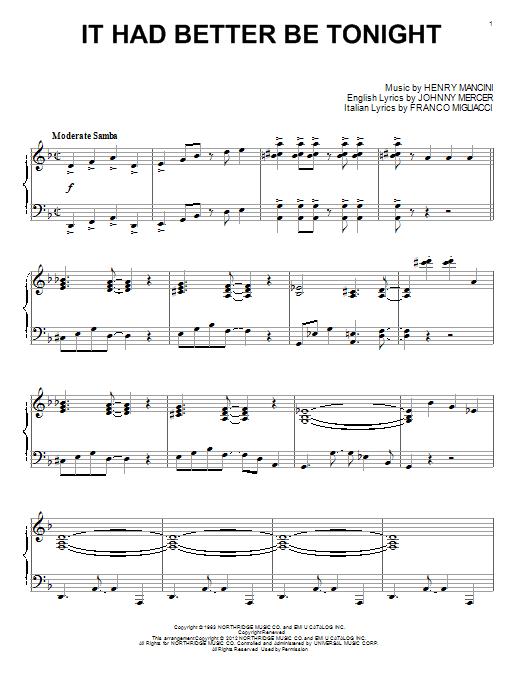 Product gallery: Page 1 of 1 It Had Better Be Tonight, Henry Mancini