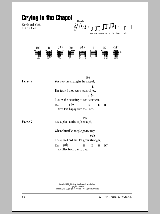 Produktgalerie: Seite 1 von 1 Crying In The Chapel, Elvis Presley, Gitarre