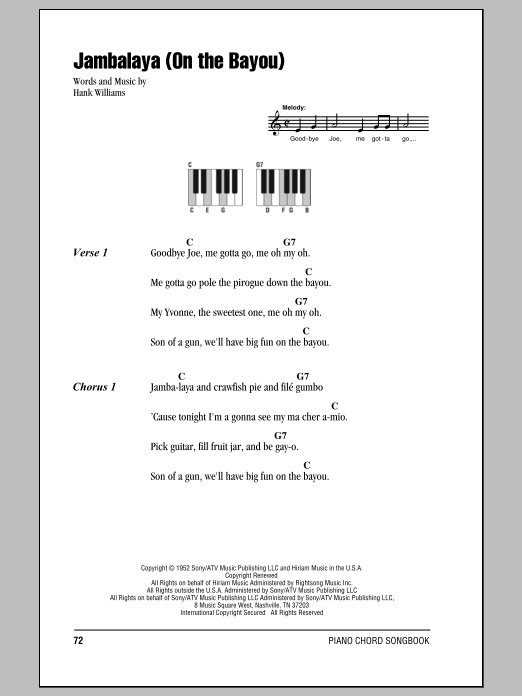Produktgalerie: Seite 1 von 1 Jambalaya (On The Bayou), Hank Williams, Klavier