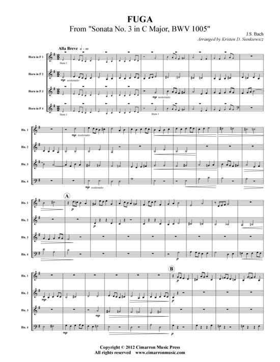 Produktbild zu: Fuge aus Sonate Nr. 3 in C-Dur, BWV 1005 J. S. Bach (arr. K. Sienkiewicz)
