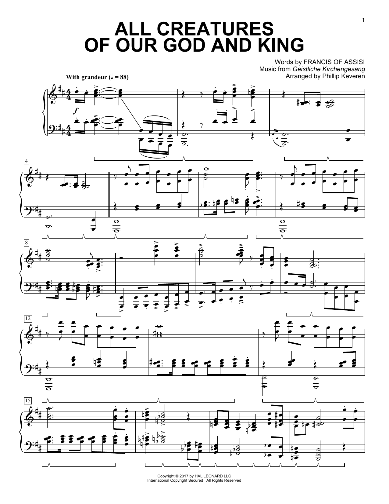 Product gallery: Page 1 of 1 All Creatures Of Our God And King (arr. Phillip Keveren), Francis Of Assisi