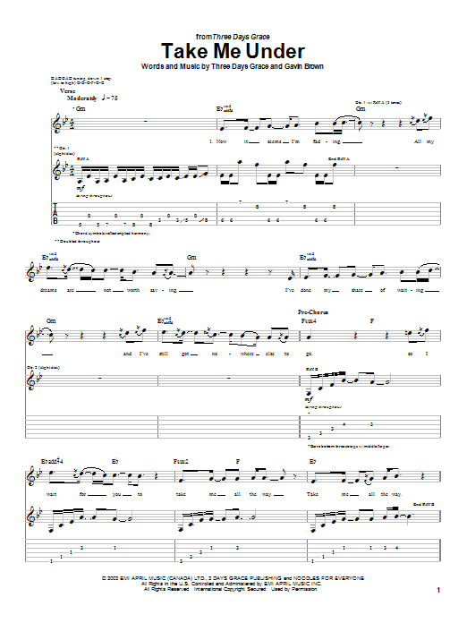 Produktgalerie: Seite 1 von 1 Take Me Under, Three Days Grace, Gitarre