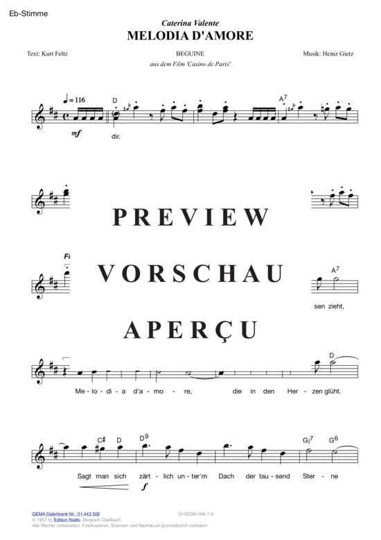 Produktgalerie: Seite 7 von 11 Melodia d'amore , Valente, Caterina, (Melodie-Stimmen in C/B/Es)