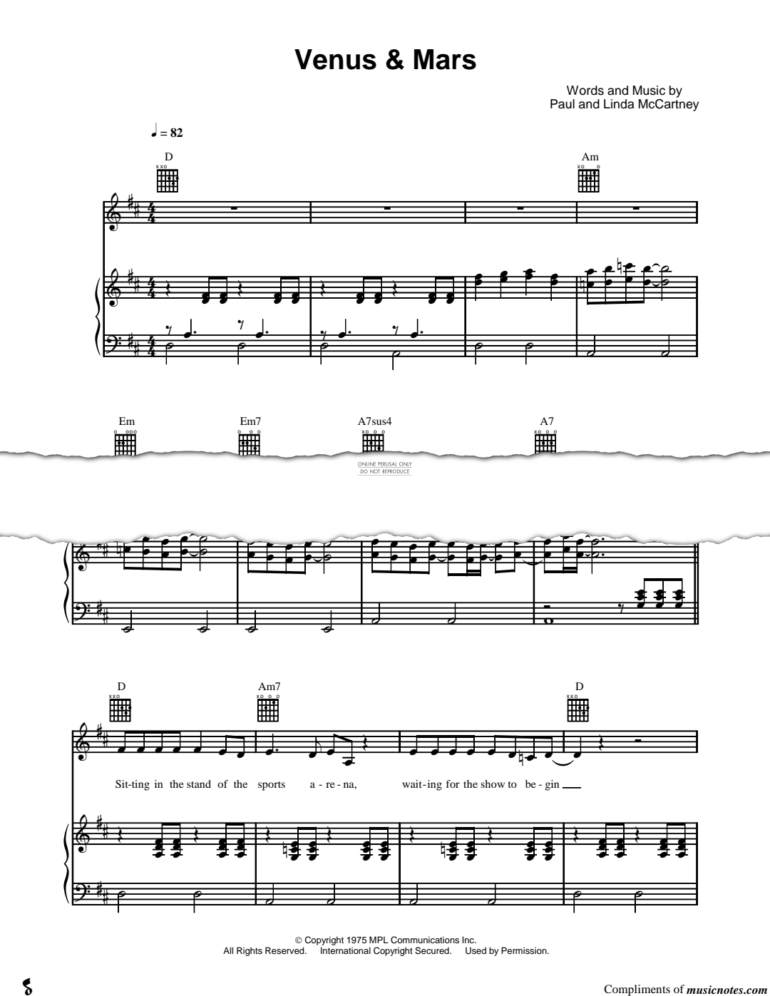 Produktgalerie: Seite 1 von 1 Venus And Mars, Paul McCartney & Wings, Gesang, Gitarre, Klavier