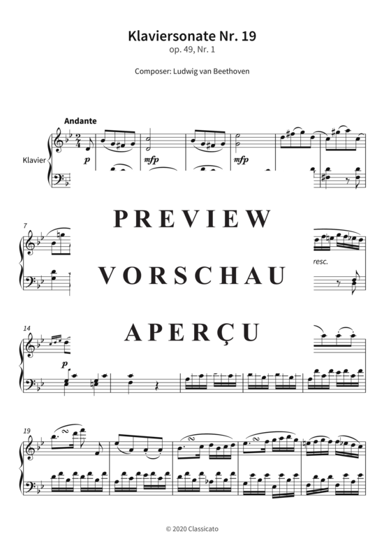 Product gallery: Page 4 of 15 Klaviersonate Nr. 19 - op. 49, Nr. 1 , , Piano Solo