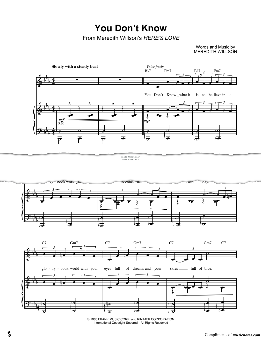 Produktgalerie: Seite 1 von 1 You Don't Know, Meredith Willson, Gesang, Klavier