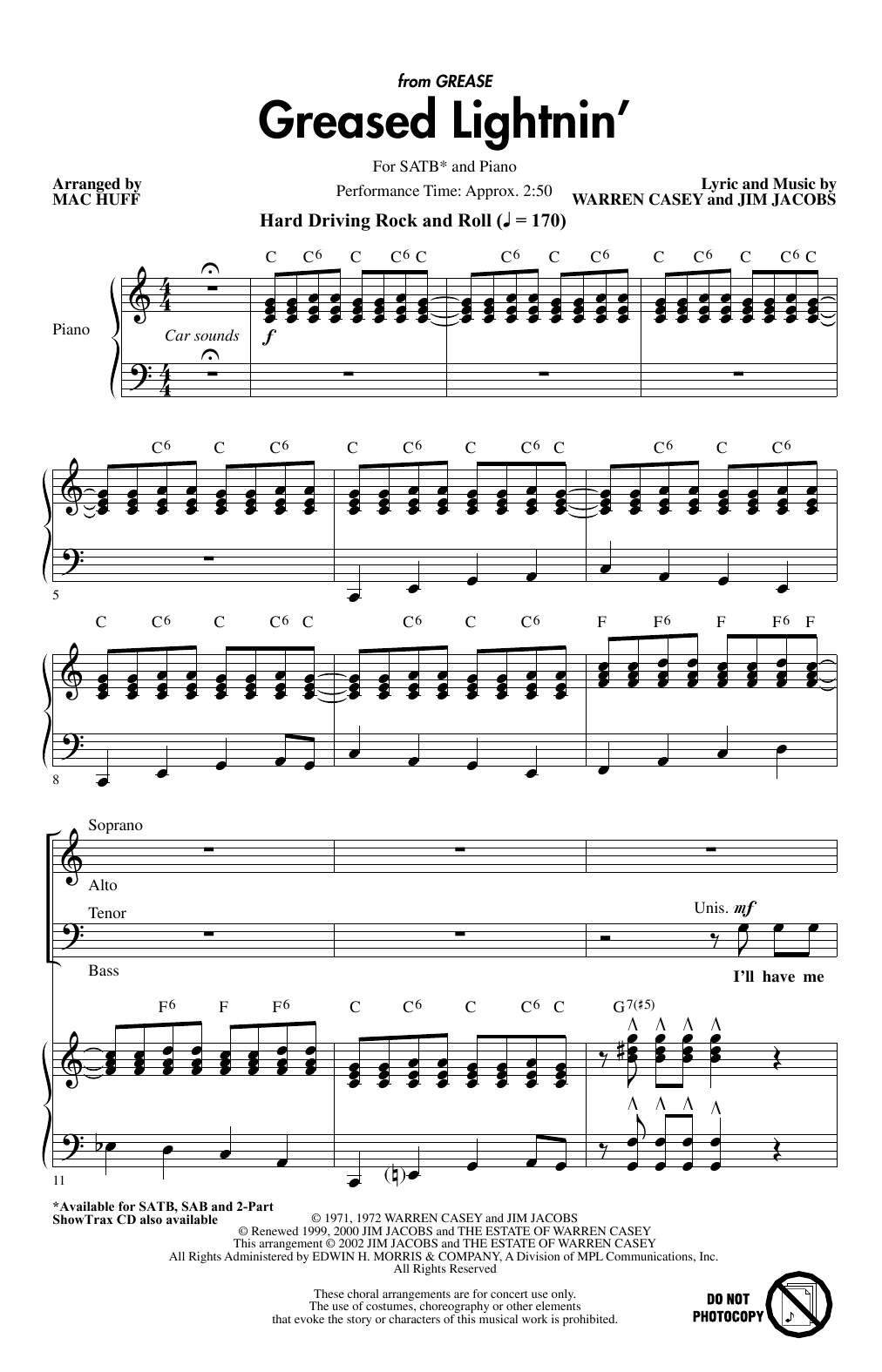 Produktbild zu: Greased Lightnin' (from Grease) (arr. Mac Huff)