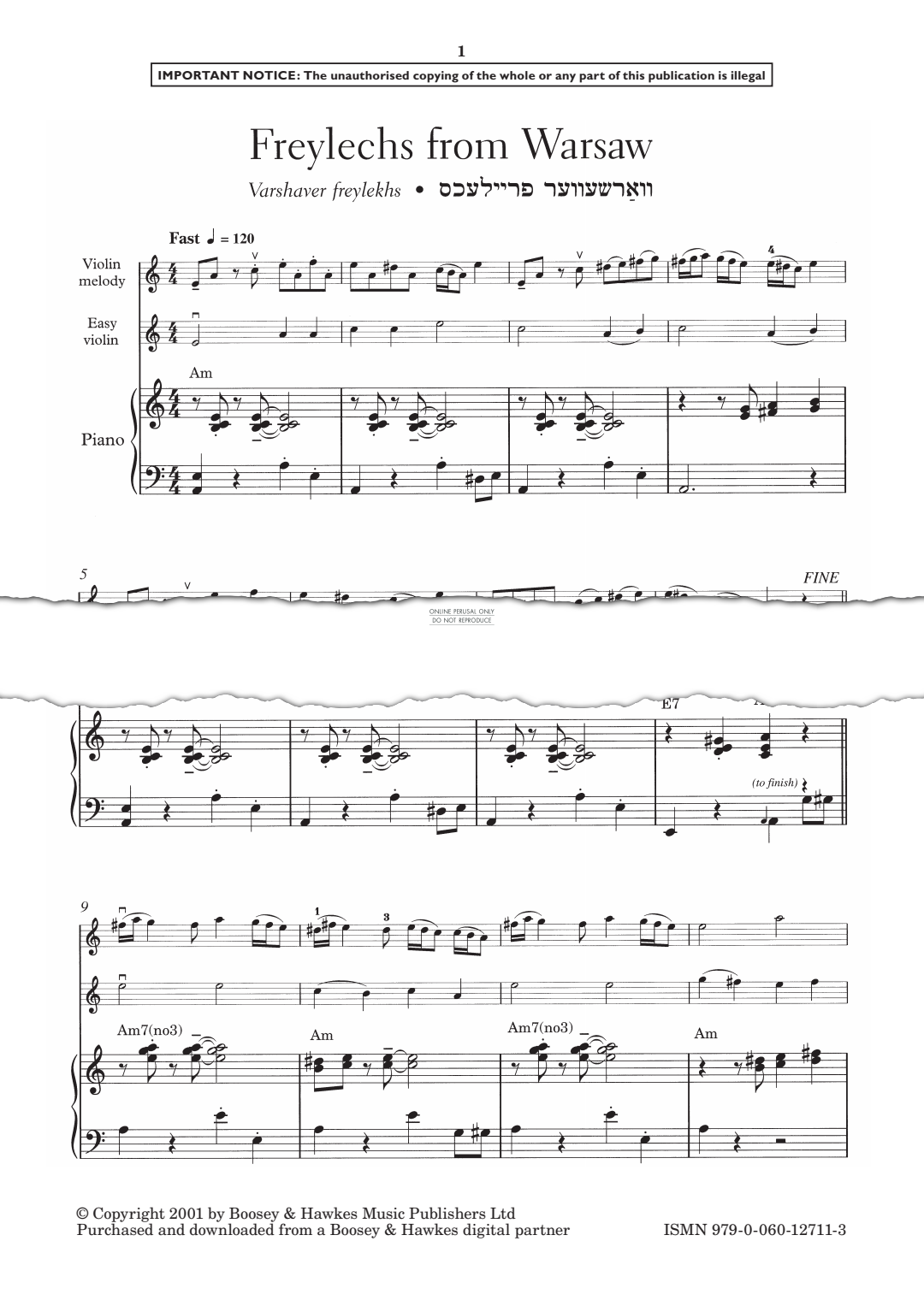 Produktgalerie: Seite 1 von 1 Freylechs from Warsaw, , Klavier, Violine