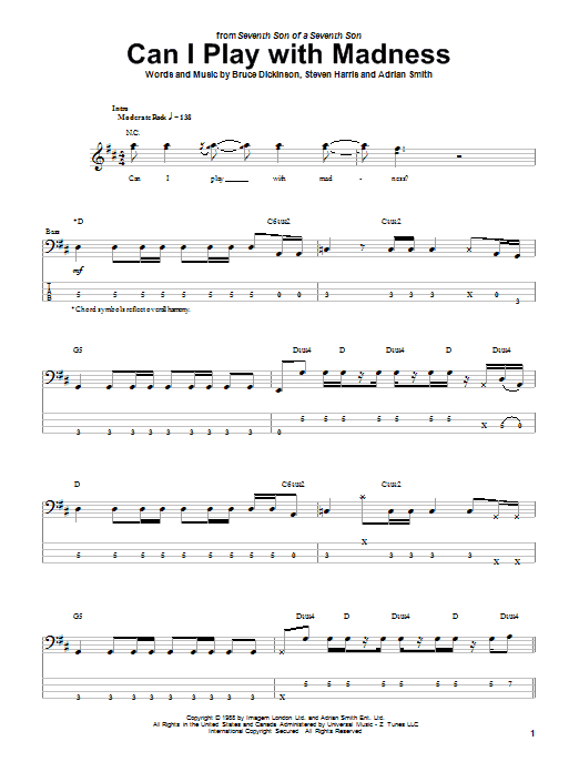 Produktgalerie: Seite 1 von 1 Can I Play With Madness, Iron Maiden, E-Bass