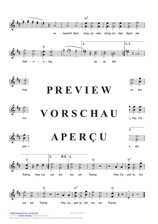 Produktgalerie: Seite 8 von 11 Hey Capello (Es lebt eine Frau in Spanien) , Heino,  (Melodie-Stimmen in C/B/Es)