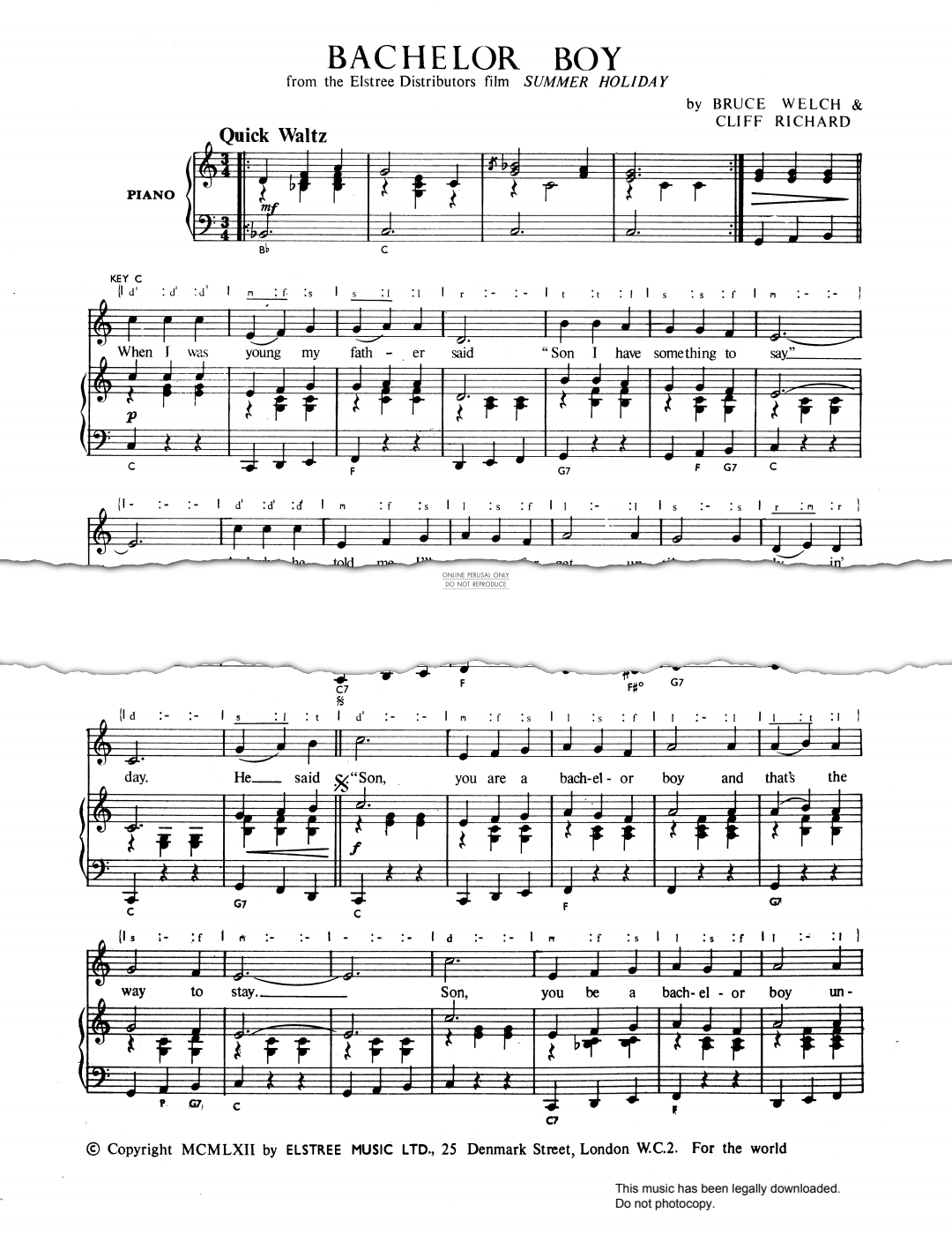 Produktbild zu: Bachelor Boy (from 'Summer Holiday')