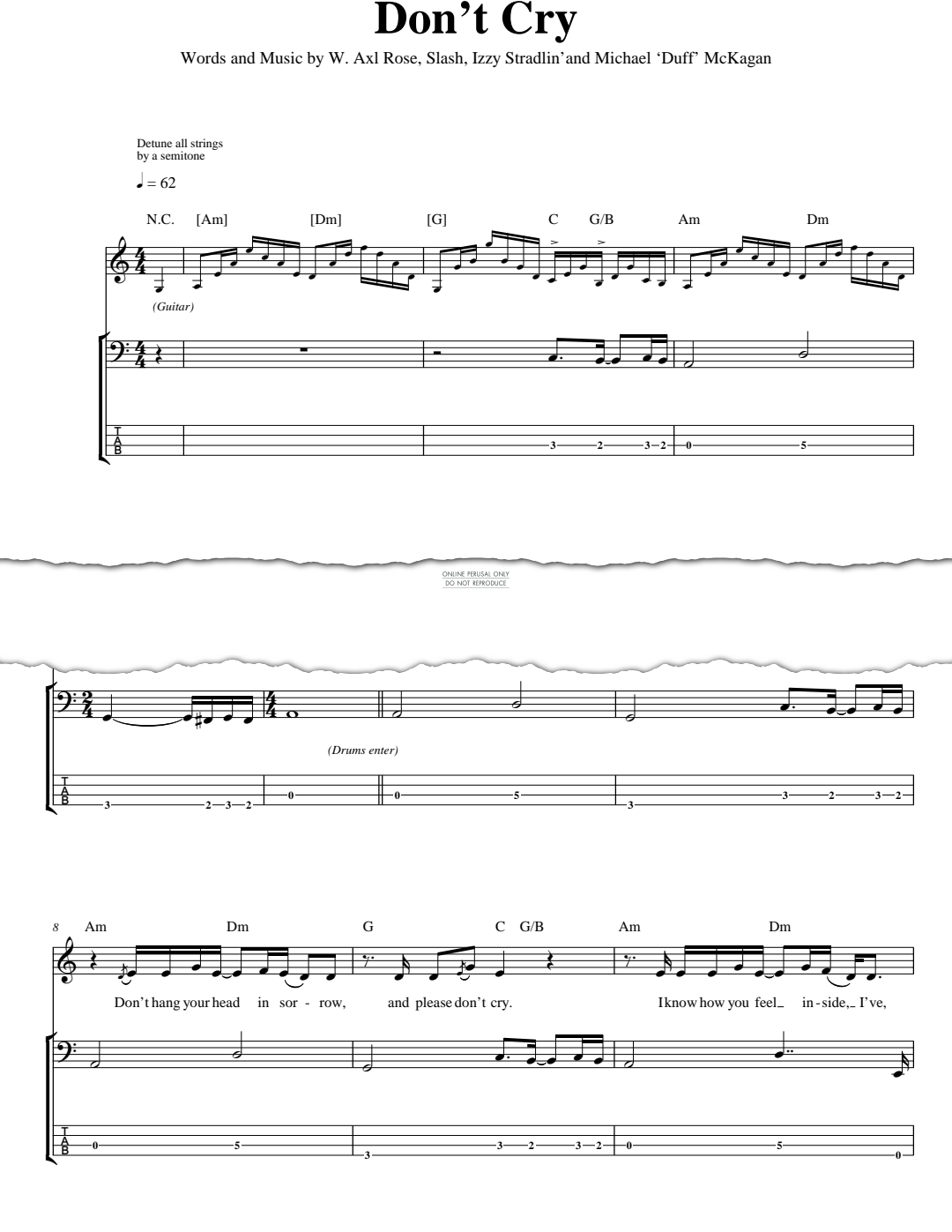 Produktgalerie: Seite 1 von 1 Don't Cry, Guns N' Roses, E-Bass, Gesang