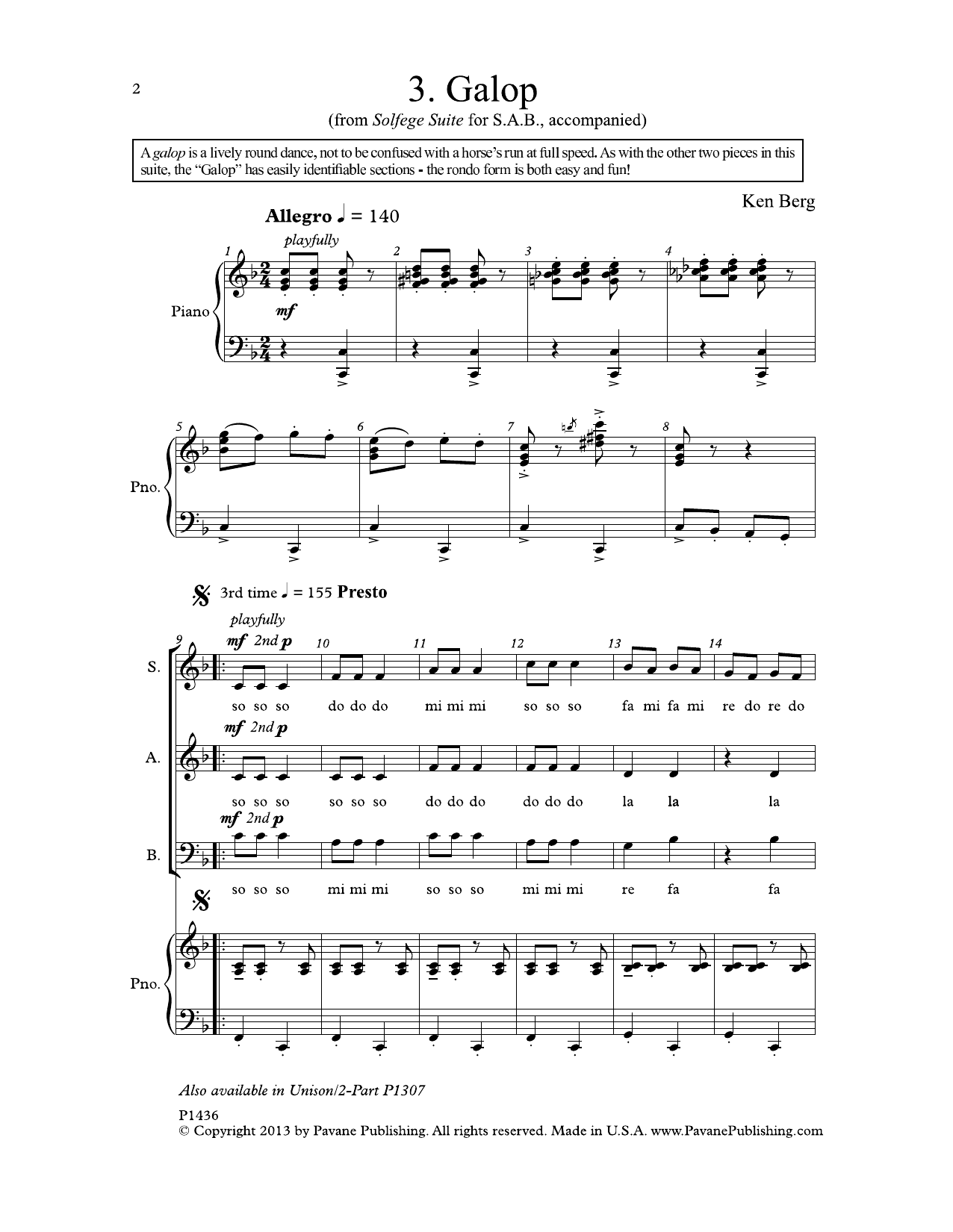 Produktbild zu: Galop (from "Solfege Suite")