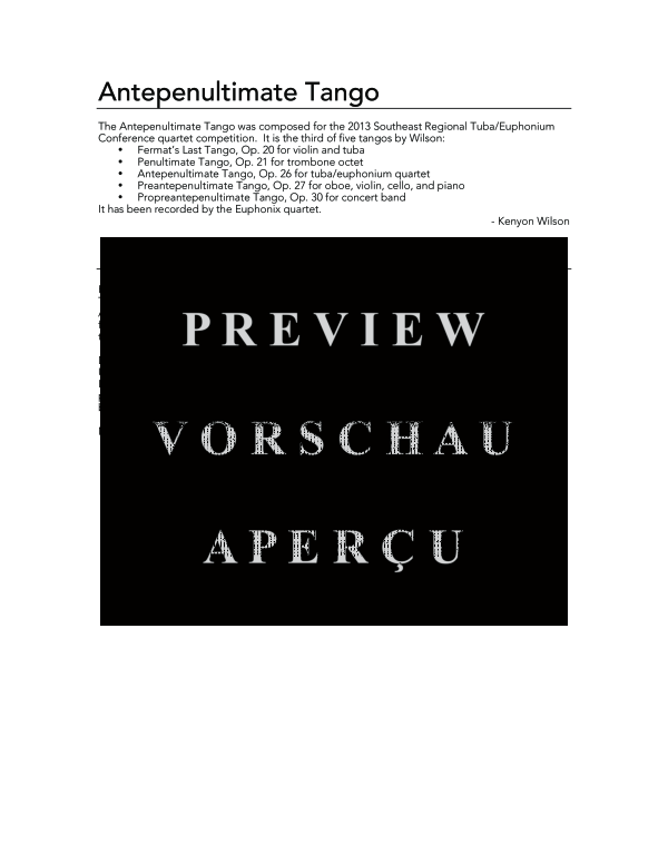 Product gallery: Page 4 of 11 Antepenultimate Tango, , (Tuba Quartett EETT)