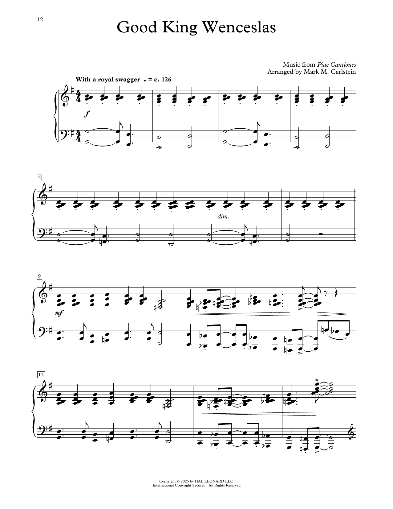 Produktgalerie: Seite 1 von 1 Good King Wenceslas (arr. Mark Carlstein), Traditional Carol, Klavier