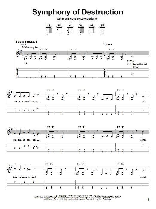 Product gallery: Page 1 of 1 Symphony Of Destruction, Megadeth