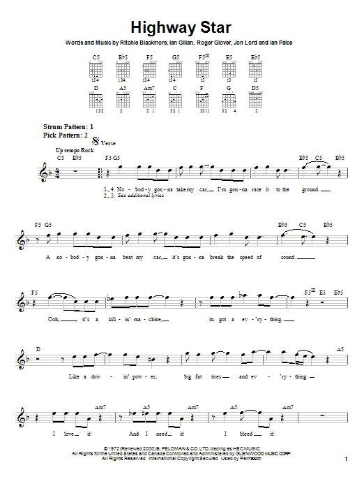 Produktgalerie: Seite 1 von 1 Highway Star, Deep Purple, Gitarre