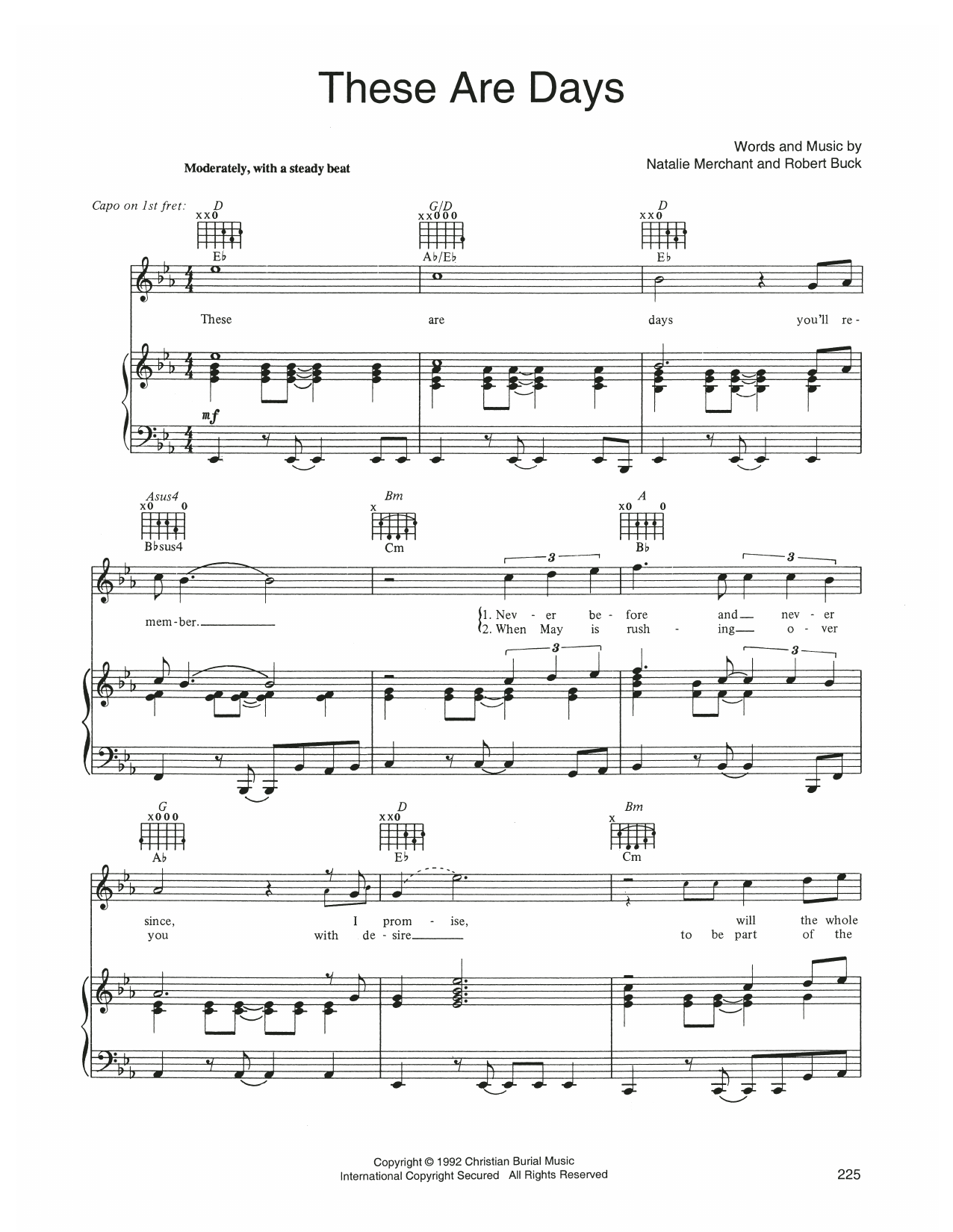 Produktgalerie: Seite 1 von 1 These Are Days, 10,000 Maniacs, Gesang, Gitarre, Klavier