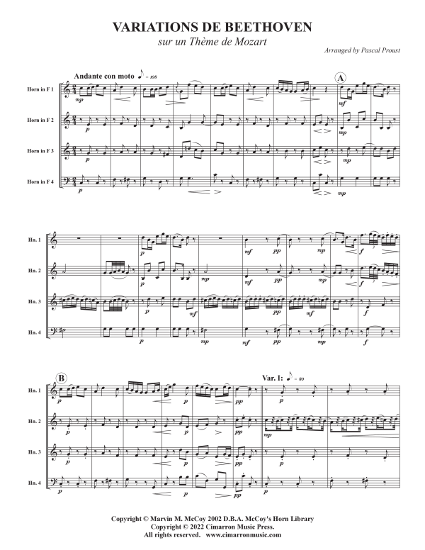 Product picture to: Variations by Beethoven on a Theme by MozartLudwig van Beethoven