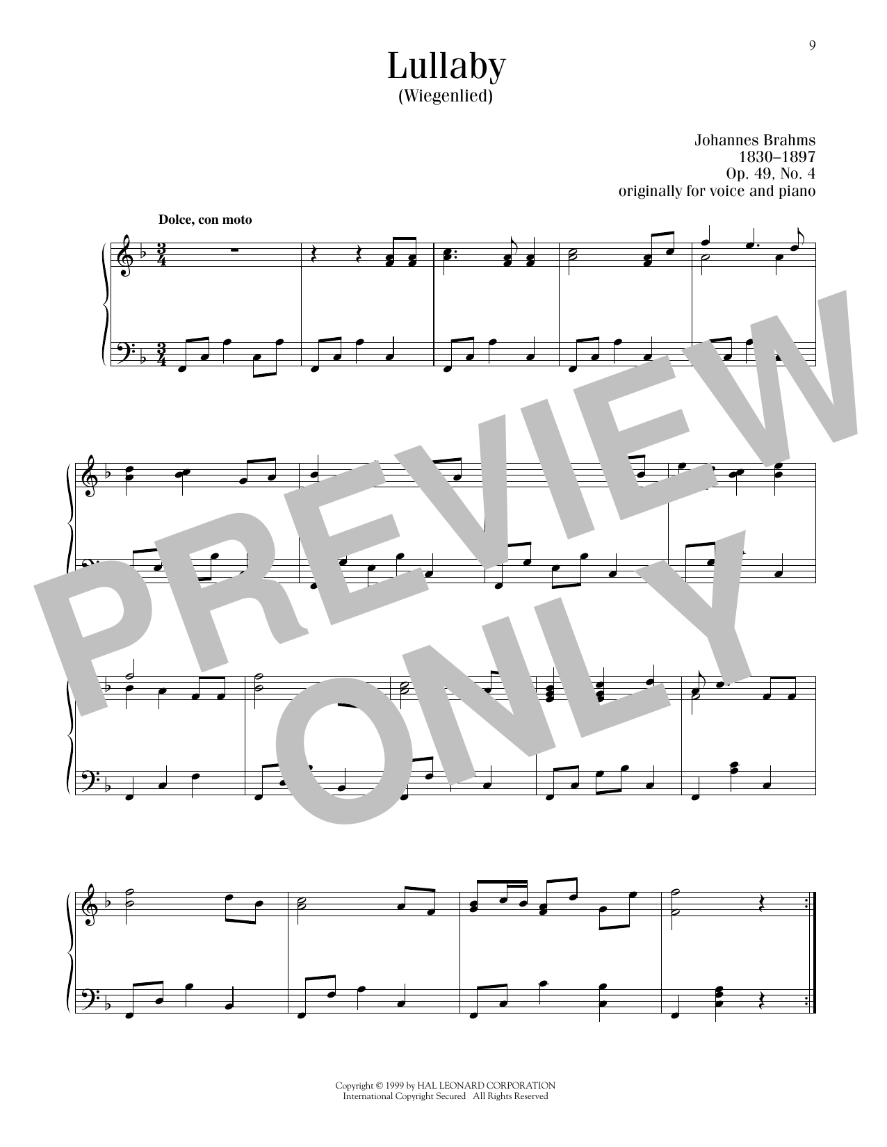 Produktgalerie: Seite 1 von 1 Lullaby (Cradle Song), Johannes Brahms, Klavier