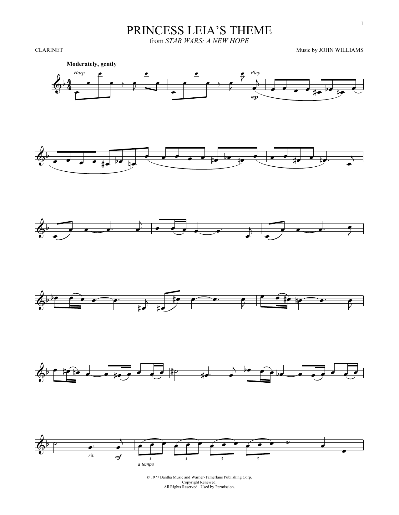 Product gallery: Page 1 of 1 Princess Leia's Theme (from Star Wars: A New Hope), John Williams