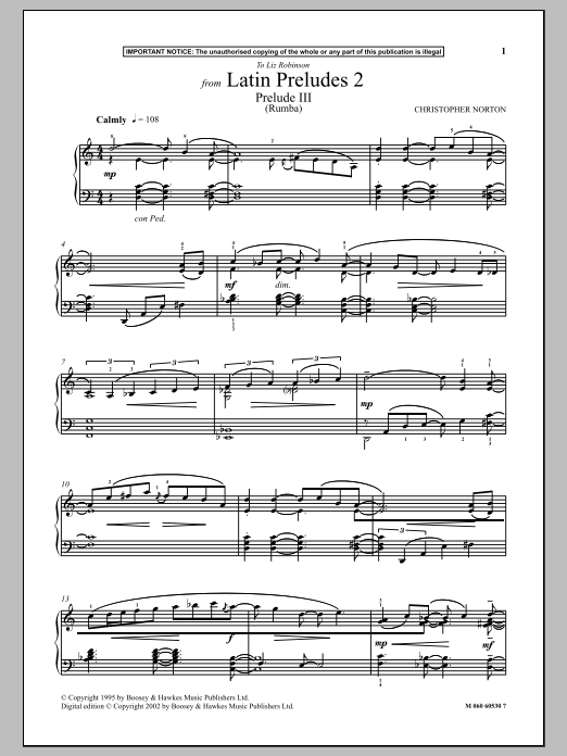 Product gallery: Page 1 of 1 Prelude III (Rumba) (from Latin Preludes 2), Christopher Norton