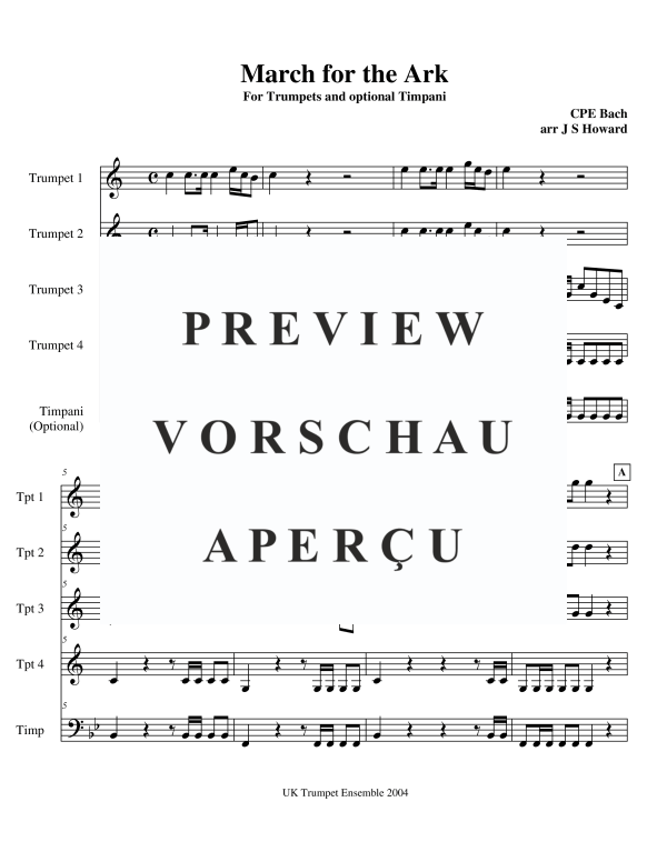 Product gallery: Page 3 of 11 March for the Ark, , Trumpet Quartet and Timpani