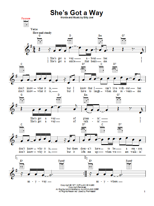 Product gallery: Page 1 of 1 She's Got A Way, Billy Joel