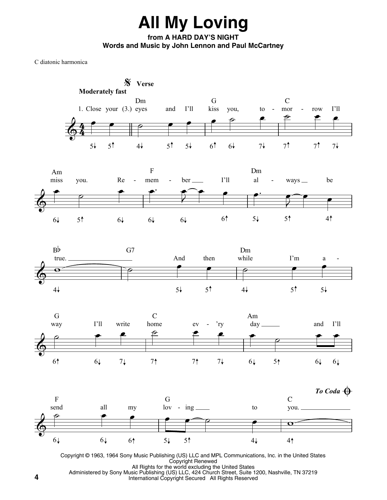 Product gallery: Page 1 of 1 All My Loving, The Beatles