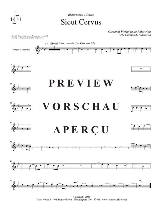 gallery: Sicut Cervus (2xTromp in B, Horn in F (Pos) , , , Pos)