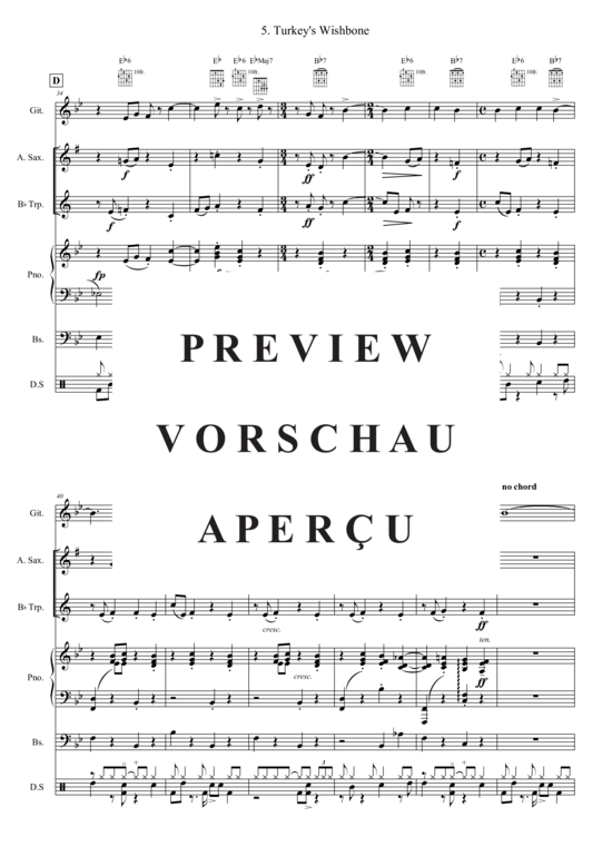 Produktgalerie: Seite 5 von 21 Turkey´s Wishbone , , (Combo Band + Alt Saxophon, Trompete in B)