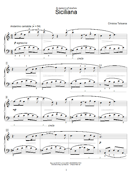 Produktgalerie: Seite 1 von 1 Siciliana, Christos Tsitsaros, Klavier