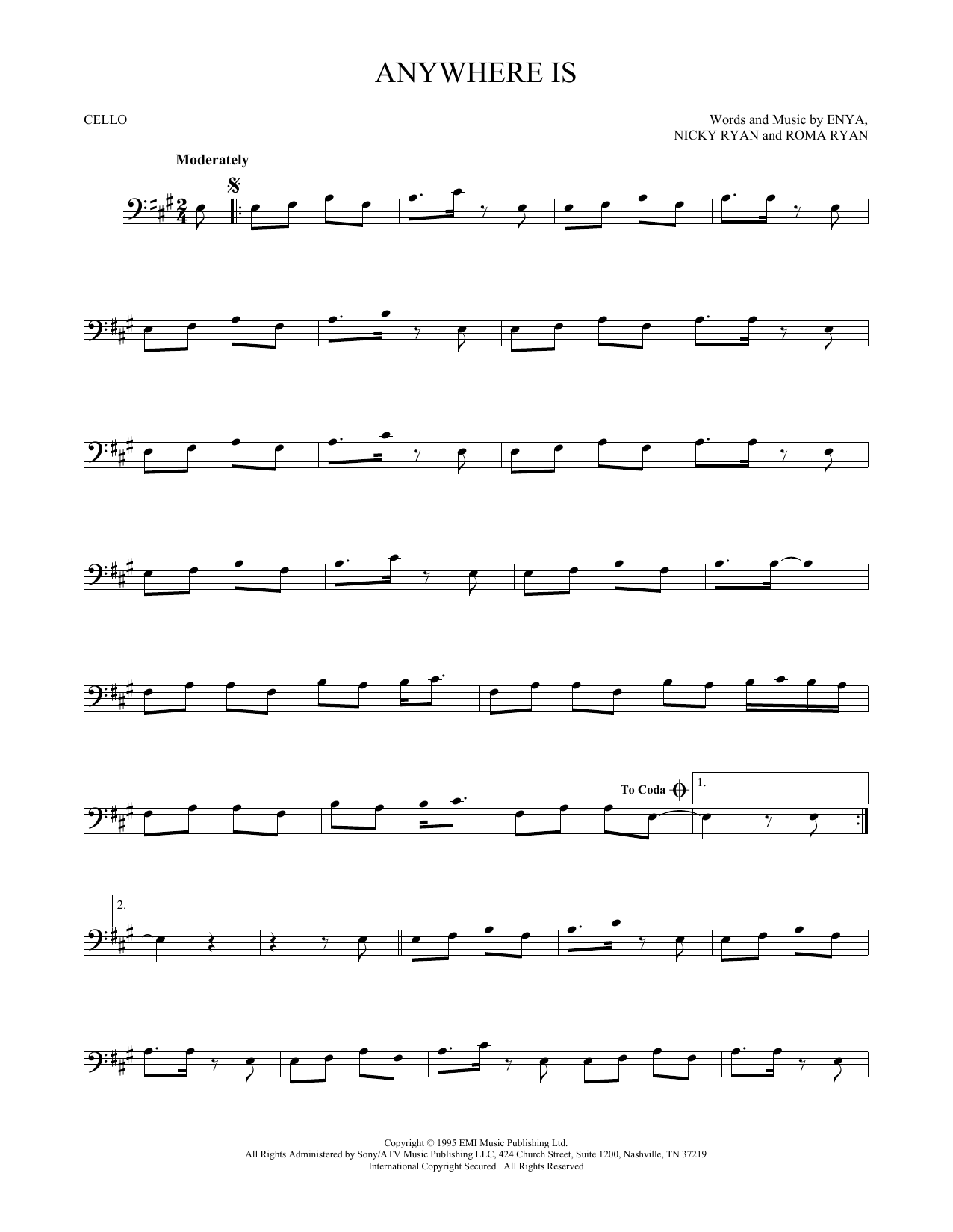 Produktgalerie: Seite 1 von 1 Anywhere Is, Enya, Violoncello