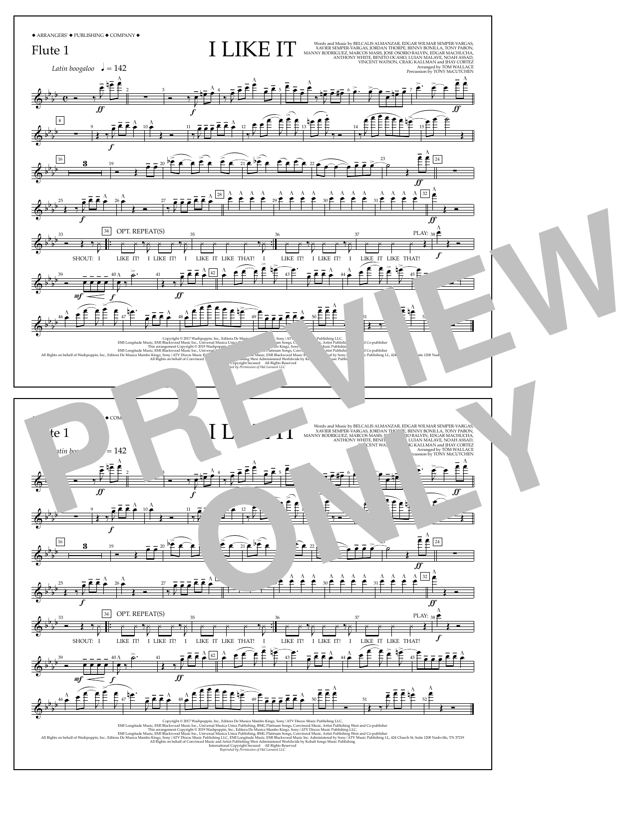 Product gallery: Page 1 of 1 I Like It (arr. Tom Wallace) - Flute 1, Cardi B, Bad Bunny & J Balvin