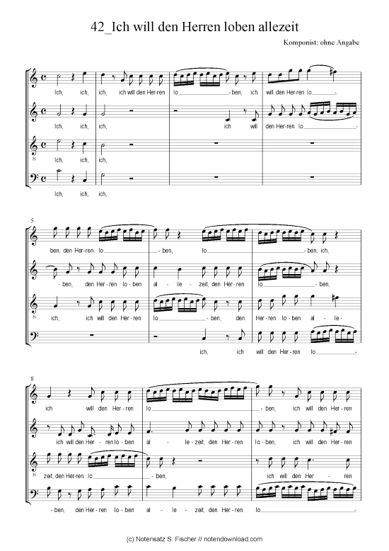 Product picture to: Ich will den Herren loben allezeit Motette über Ps. 34, 2-4