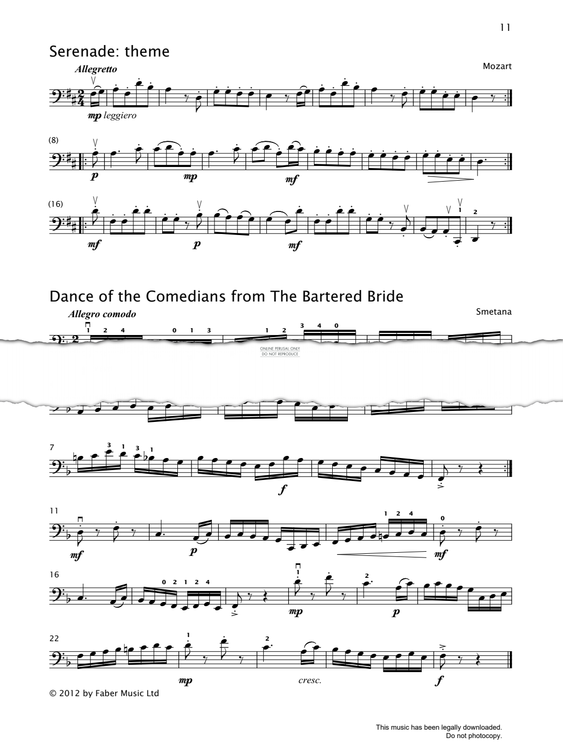 Produktgalerie: Seite 1 von 1 Theme (from 'Serenade'), Wolfgang Amadeus Mozart, Violoncello